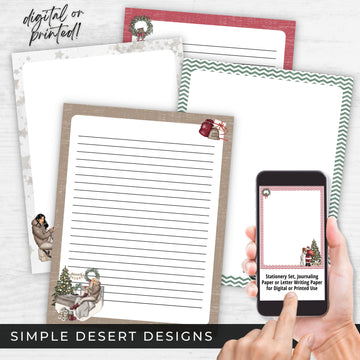 christmas mood stationery paper with lined and unlined for journal writing